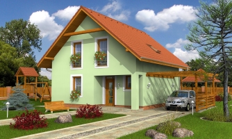 4-room house for a narrow plot with habitable attic space.